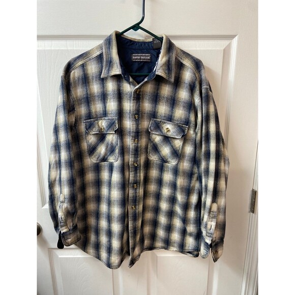David Taylor Shacket Shirt jacket Mens Size XL Blue Tan Damaged - Picture 1 of 5